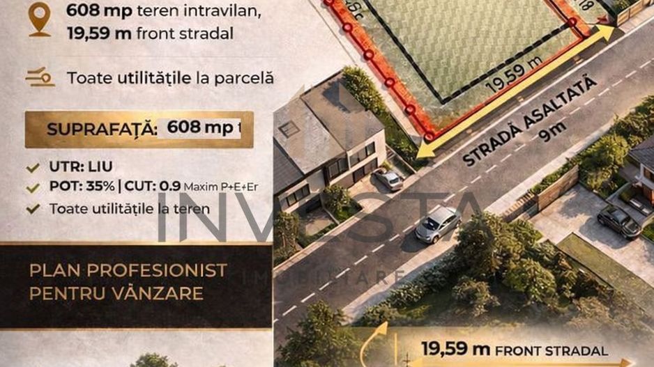 Teren cu Puz aprobat! 608 mp front 17.53 m pretabil pentru duplex! - Poză 2