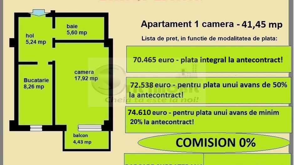 Apartament 1 camera de vanzare in Iasi, Galata, 41,45 mp, bloc nou - Poză 2