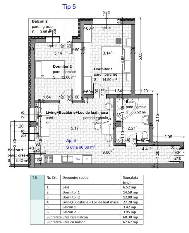 Apartament cu 3 camere, Selimbar, Sibiu - Schiță 6