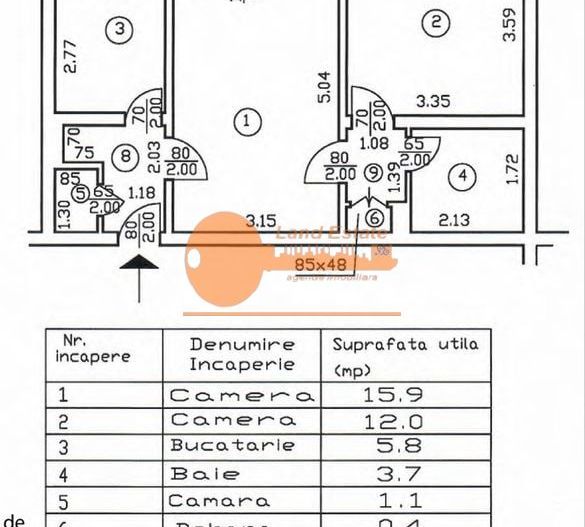 Apartament 2 Camere Complet Renovat | Ștefan cel Mare – Parcul Circului - Schiță 7