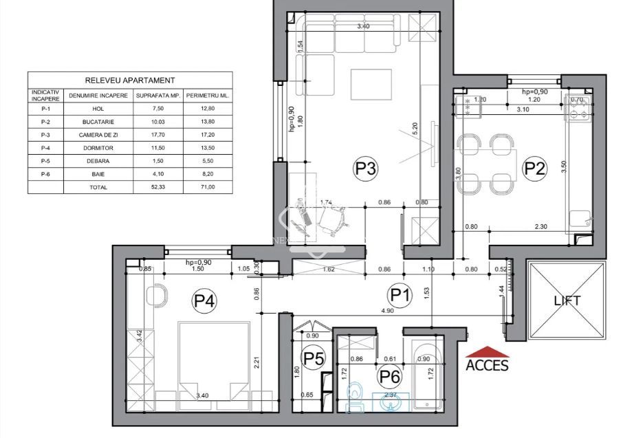Apartament 2 camere, decomandat, mobilat/utilat, bloc 1986 - Tineretului - Schiță 9