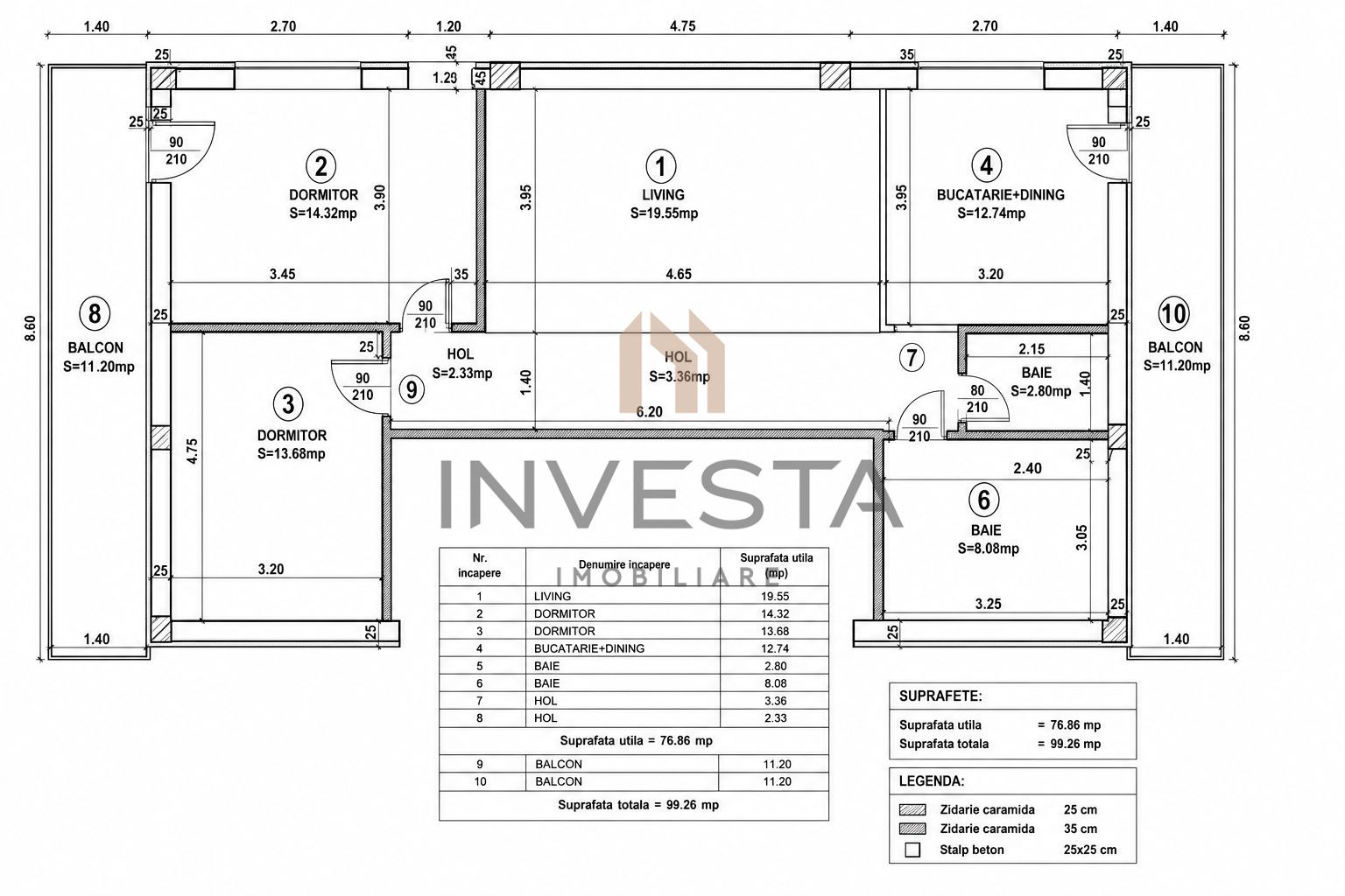 Apartament cu 3 camere , singur pe nivel, loc de parcare, Buna Ziua - Schiță 11