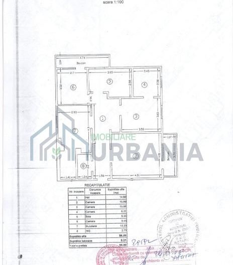 Apartament 3 camere, 86,59 mp utili + 9,31 mp balcoane, necesită renovare - Poză 1