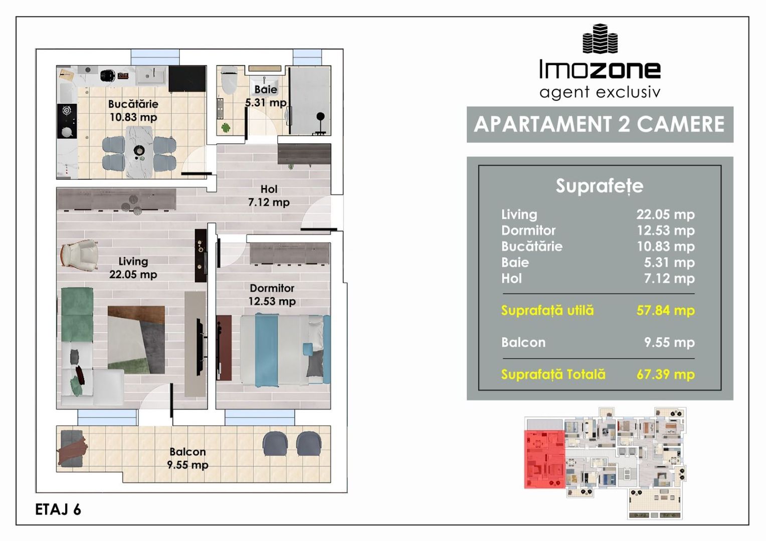 3 Camere | De Vanzare | Bloc Nou | 2 Bai | Living Spatios | 77 mp | Balcon - Poză 13