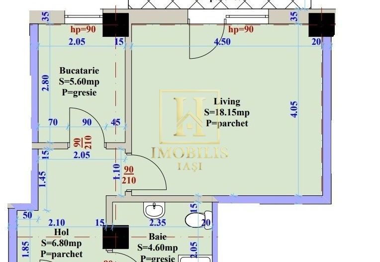 Apartament 1 camera decomandat 40 mp Bucium 66300 euro - Poză 8