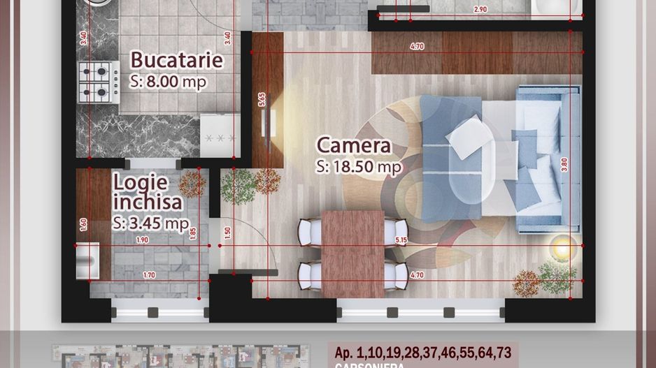 Garsoniera ideala pt  investitie Titan Pallady Metrou Nicolae Teclu - Schiță 2