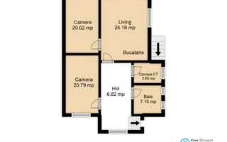 Apartament cu 3 camere la casa | Curte 130 mp | Zona Grivitei strada Vulcan - Schiță 28