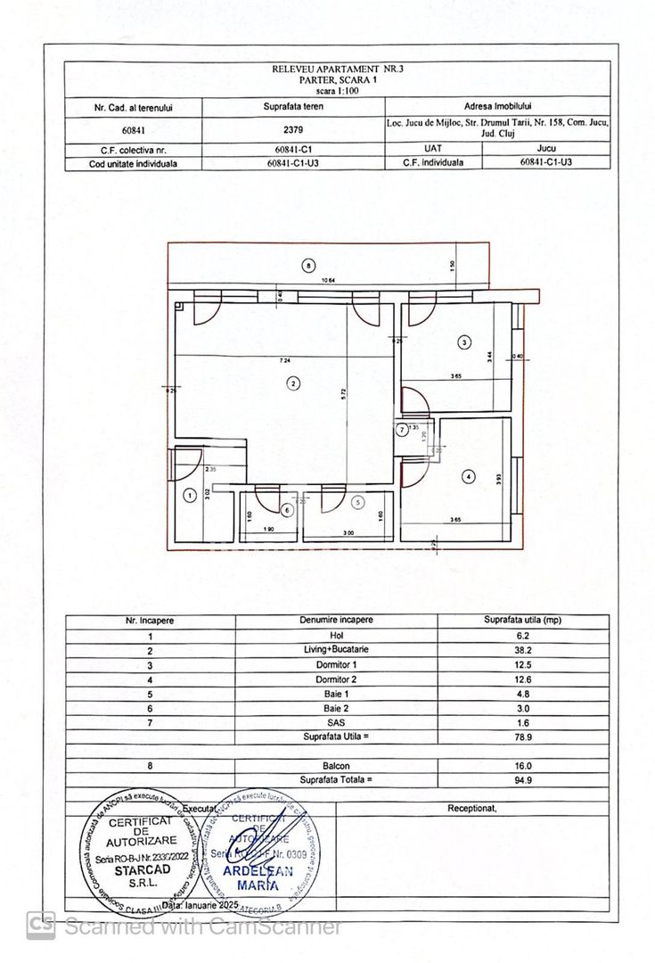 Apartament 3 camere, Bloc nou, Parcare  Teren 80MP, Jucu, COMISION 0% - Poză 2