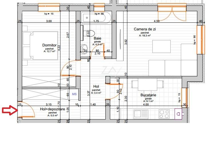 Apartament nou cu bucatarie inchisa. Clima. Langa magazin si transport in comun. - Schiță 10