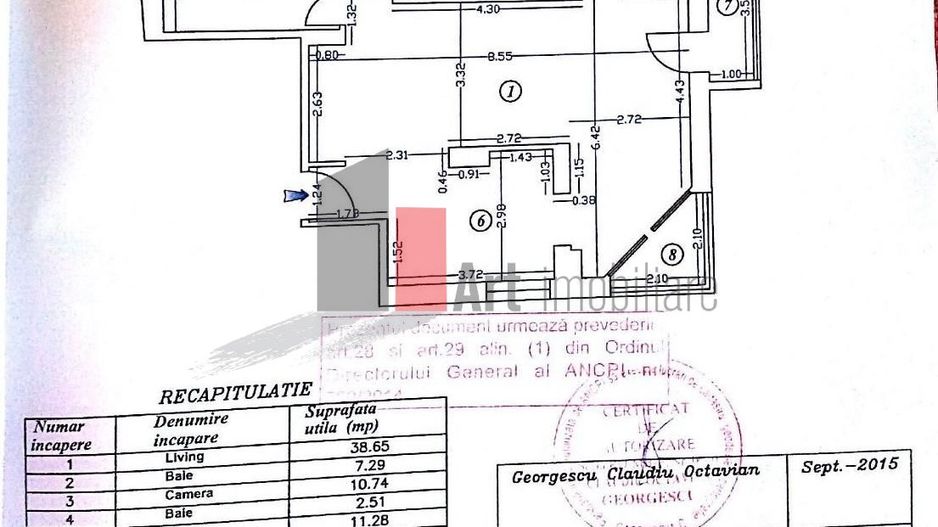 Apartament 3 camere Premium Clădire Regim Exclusiv lângă Ambasada Turciei - Schiță 1
