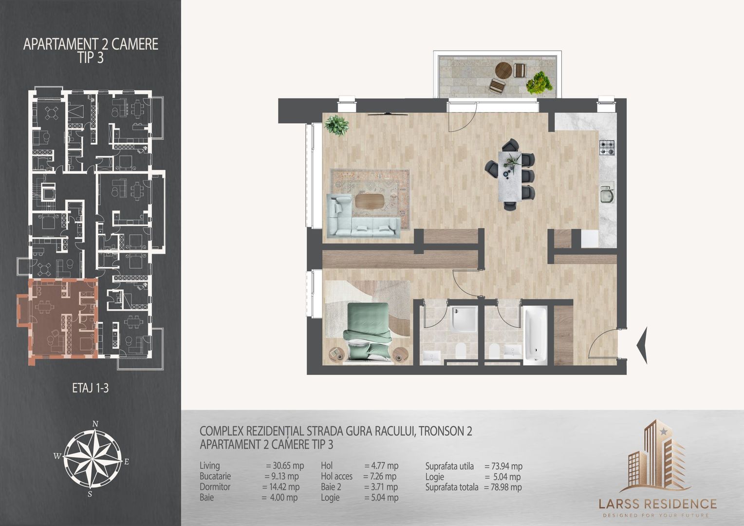 Apartament 2 camere I Larss Residence Th. Pallady I Vanzare - Poză 4