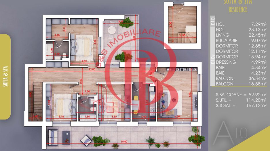 4 camere gata de mutat -loc de parcare bonus-Titan Pallady - Schiță 1