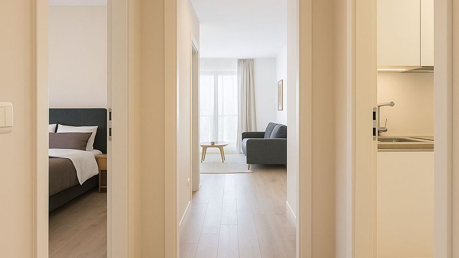 2 camere moderne, balcon, comision 0% – aproape de școli și transport - Poză 2