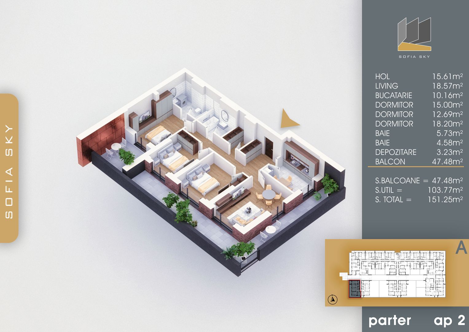 4 camere spatios cu terasa  Titan Pallady  7 min Metrou Nicolae Teclu - Schiță 2