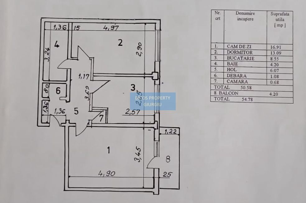 Apartament 2 camere, decomandat – Zona Centrală, bloc Lumina - Schiță 11