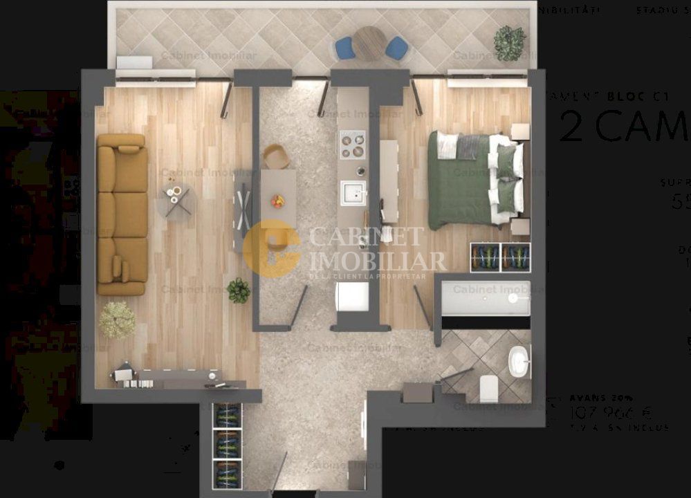 2 Camere Decomandat - UNIREA TOWERS - Bloc Nou - Zona Podu Ros - Poză 6