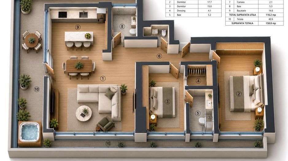 Penthouse cu design newyorkez și terasă de 42 mp | Herăstrău–Aviației - Schiță 10