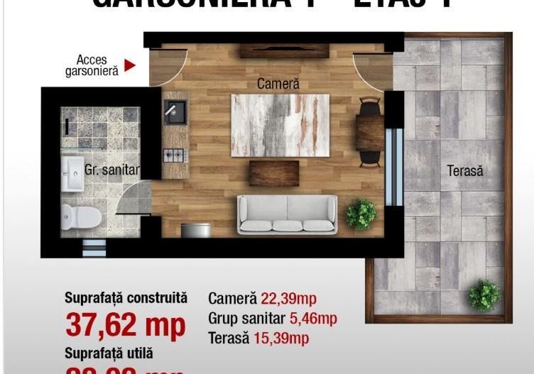 Garsonieră premium 37.62mp, cu terasă mare- Zamora Boutique - Poză 15