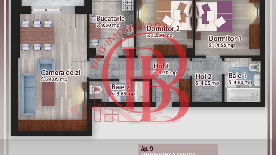 Titan-Pallady-Apartament 3 camere decomandat-7min STB - Schiță 1