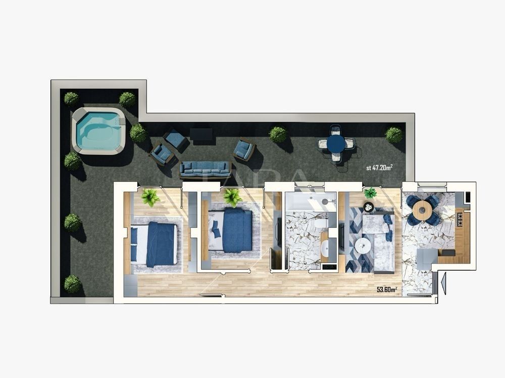 Apartament 3 camere de vânzare, 54 mp utili, terasă 47mp, Apahida. - Poză 1