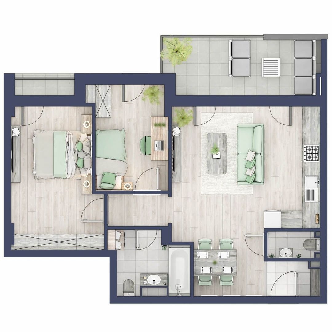 Apartament 3 camere  - etaj 1,  semidecomandat, Sibiu - Schiță 16