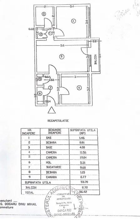 APARTAMENT 2 CAMERE | CRANGASI | MOBILAT - Schiță 14