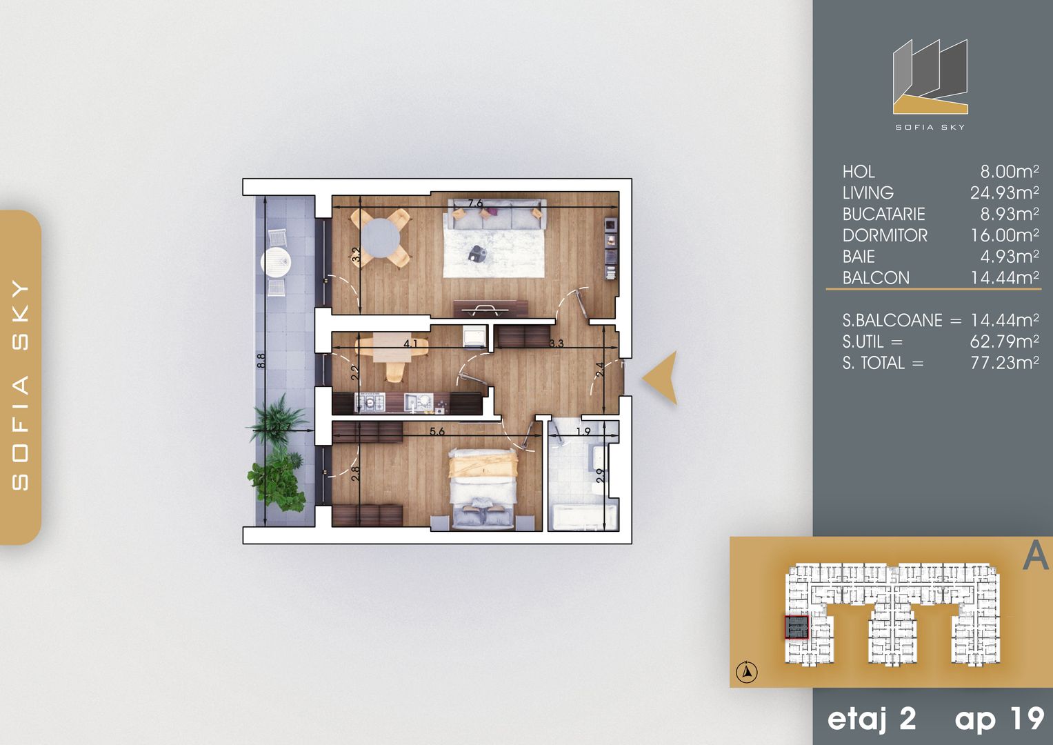 2 camere decomandat spatios  7 minute Metrou N. Teclu - Schiță 8