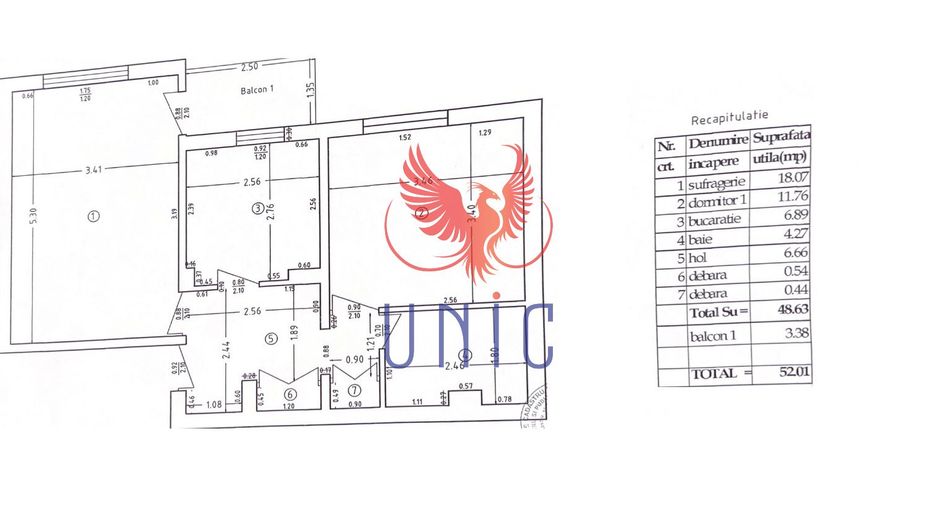 Apartament 2 camere 1 Mai I-uri langa Pelendava - Schiță 2