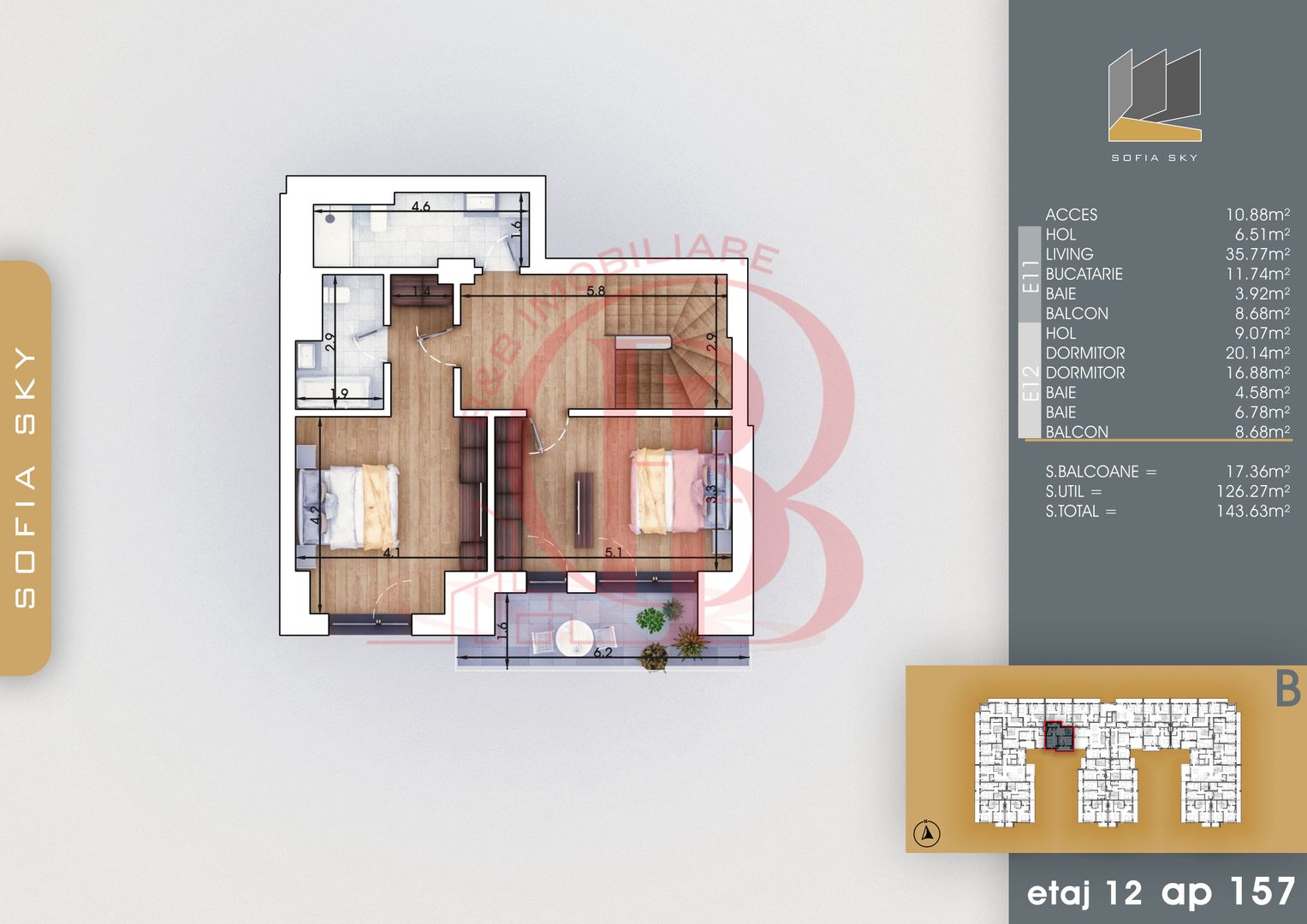 Duplex 3 camere Finalizat Parcare Gratuita 7min metrou Teclu - Schiță 3