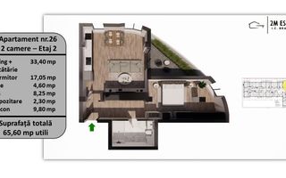 Apartament 2 camere, 65 mp utili + balcon, orientare Nord-Vest - Poză 1