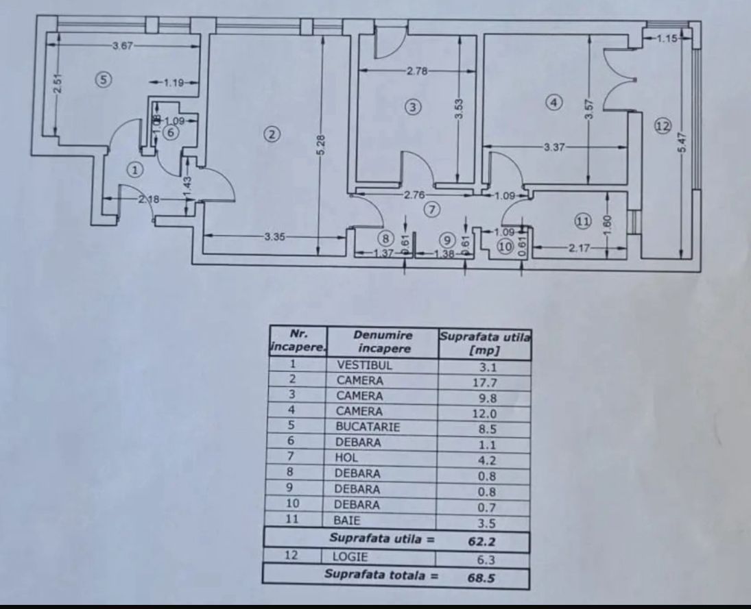 3 CAMERE SEMIDECOMANDATE | VEDERE SUPERBĂ PARC IOR | ( BABA NOVAC) - Schiță 12