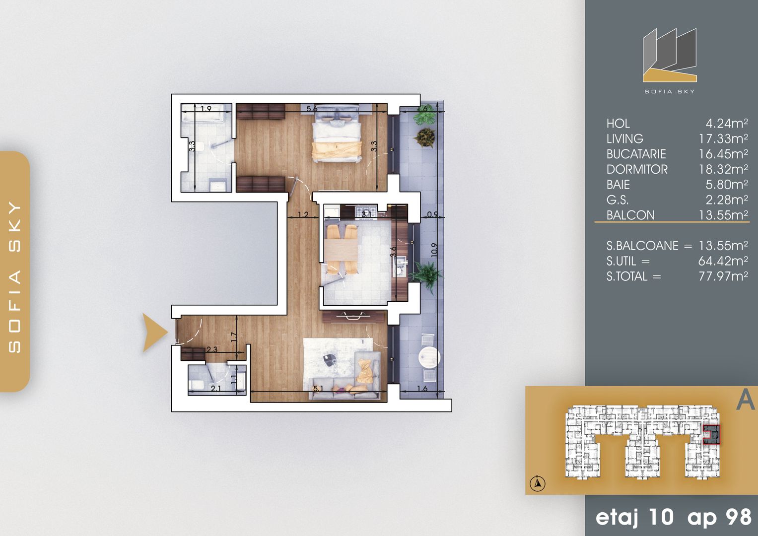 2 camere spatios cu 2 bai la 7 min metrou Nicolae Teclu - Schiță 7