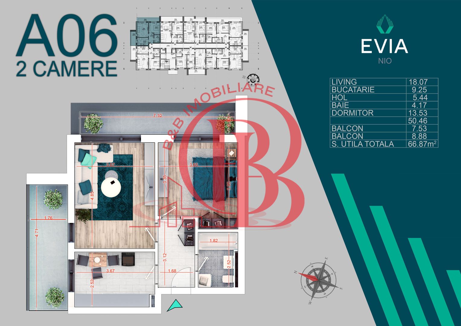 Apartament 2 camere Proiect Premium Metrou Nicolae Teclu - Schiță 6