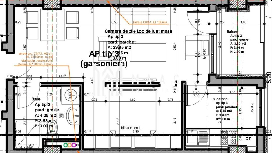 Apartament 1 cameră | 50,95MPU | Balcon |  Veterani - Schiță 6