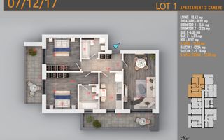 Apartament 3 camere Decomandat Titan Th. Pallady-Sector 3 - Schiță 1