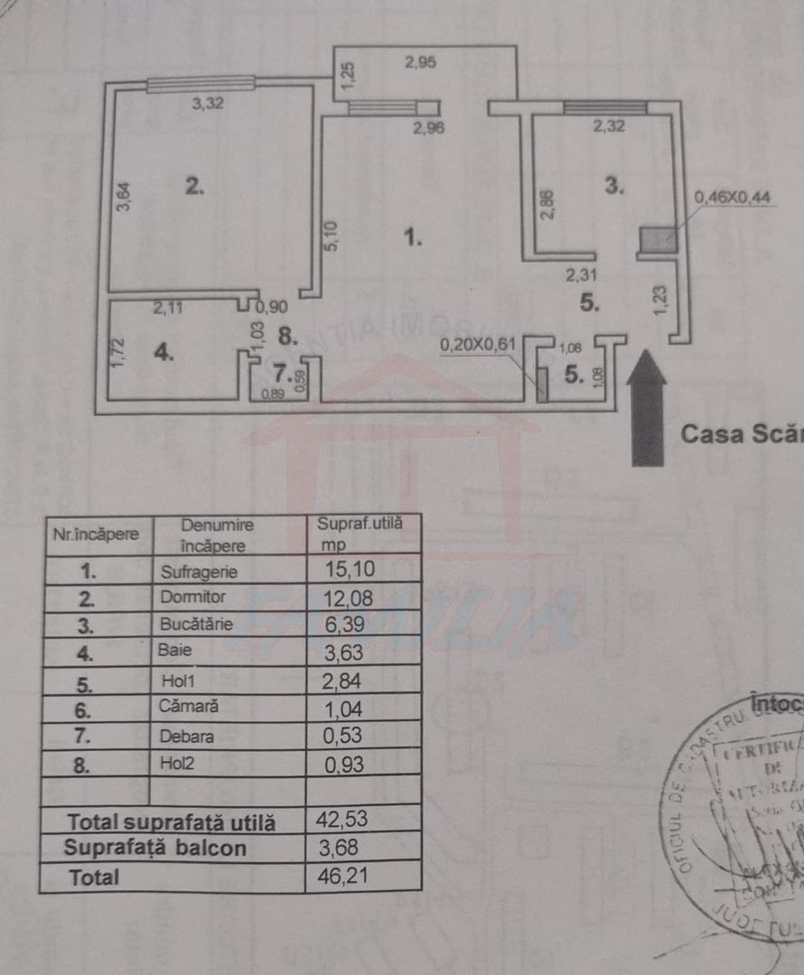 46900 euro, NEGOCIABIL, 2 camere, Tiglina1 - Poză 5