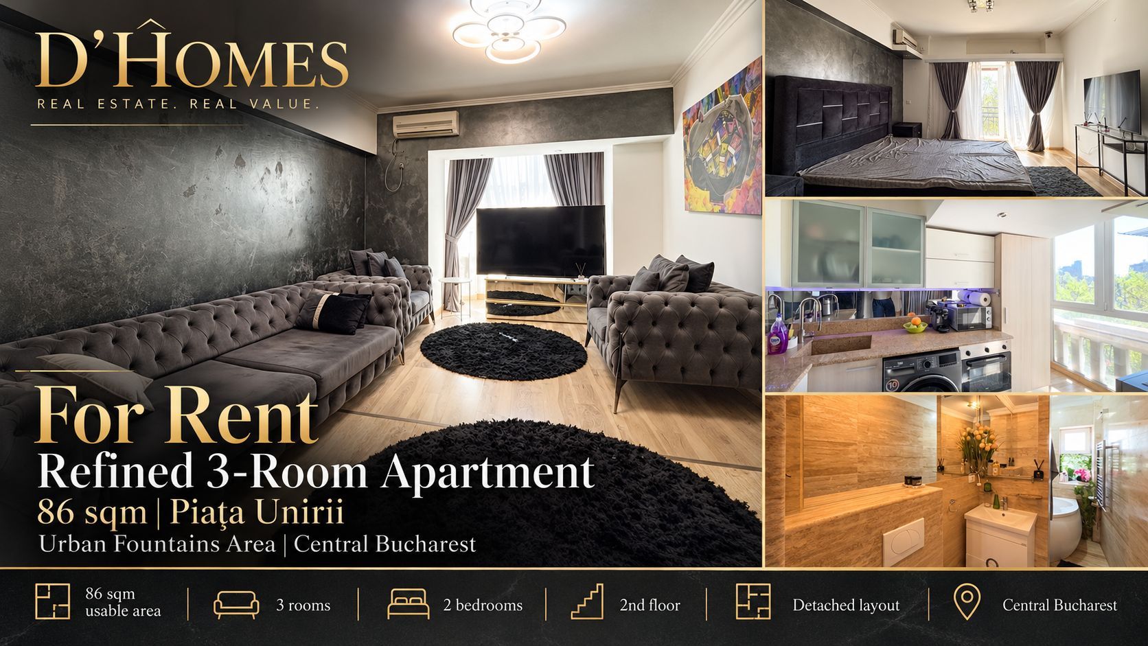 Chirie | Apartament 3 camere | Ultracentral | Metrou Piața Unirii - Poză 1