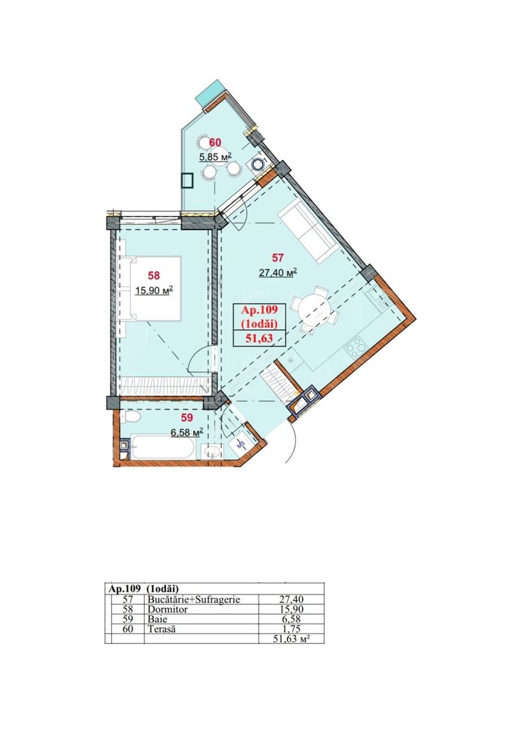 Vânzare, apartament, 1 cameră, terasă, strada Grenoble, Botanica - Poză 3
