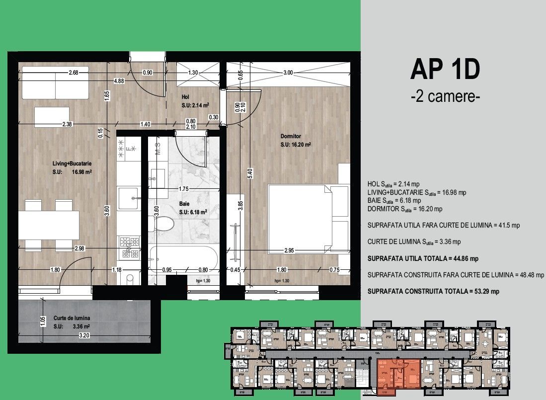 Apartament 2 camere | Otopeni Central | Bloc nou | Parcare inclusă - Schiță 11