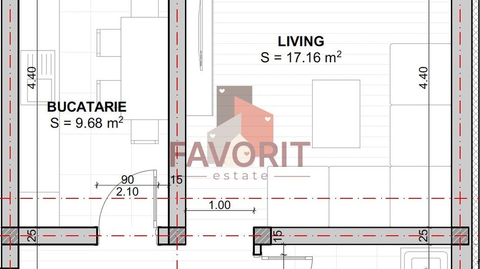 Spatios. Bucatarie inchisa de 10 mp. Disponibil imediat - Schiță 10
