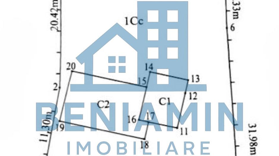 1021mp intravilan - 27ml deschidere - toate utilitatile - Catargiu - Schiță 1