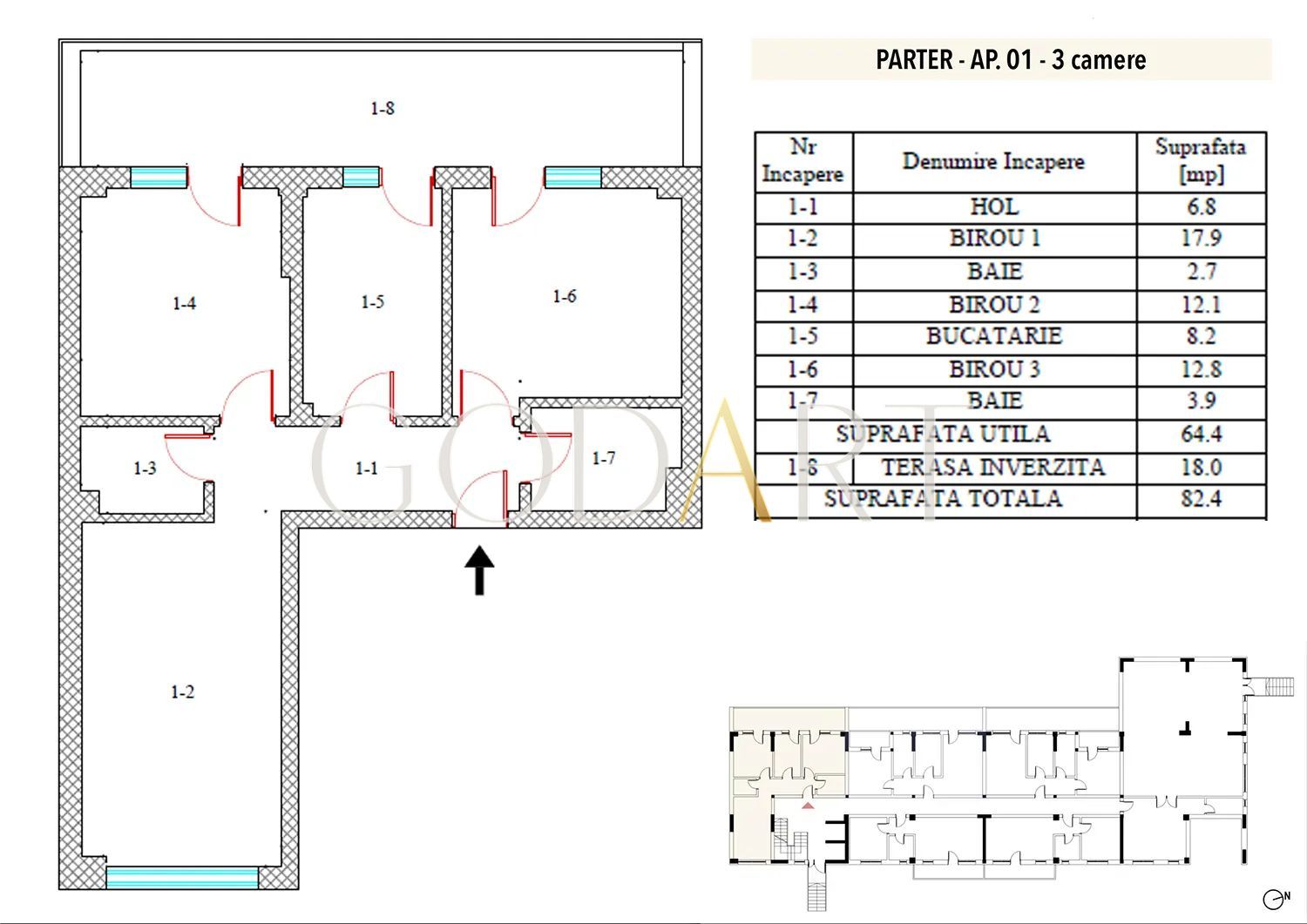 Apartament modern cu 3 camere și terasă de 18 mp | Platinum Residence - Schiță 5