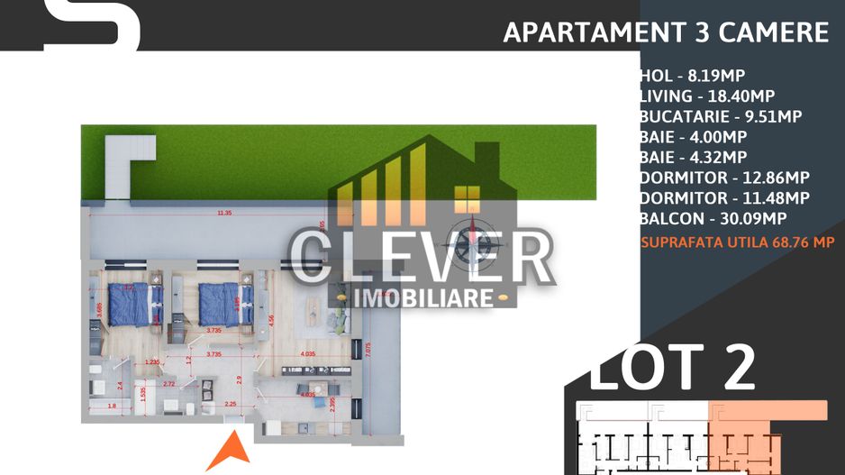 Apartament 3 camere Gradina 83 mp Parcare Bonus Th. Pallady - Poză 1