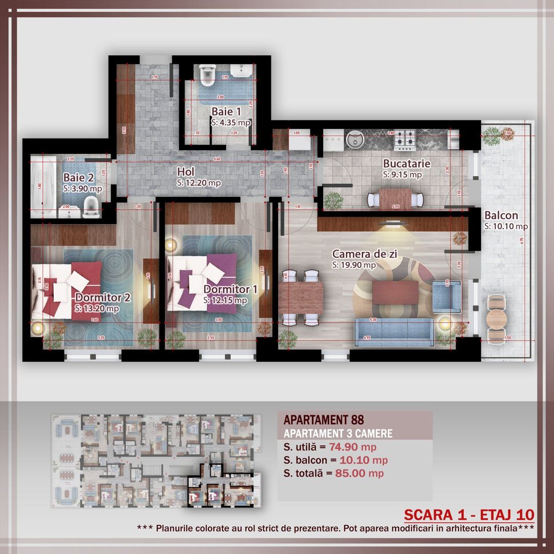 Apartament 3 camere compact  Titan Pallady Metrou Nicolae Teclu - Schiță 1