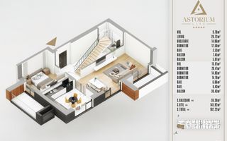 4 camere Duplex  Proiect Premium Titan Pallady - Poză 8
