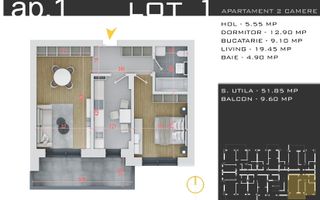 Apartament 2 camere decomandat, comision 0, zona Pallady - Schiță 8