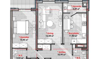 Vânzare, apartament, 2 camere, str. Tudor Vladimirescu, Râșcani - Schiță 2