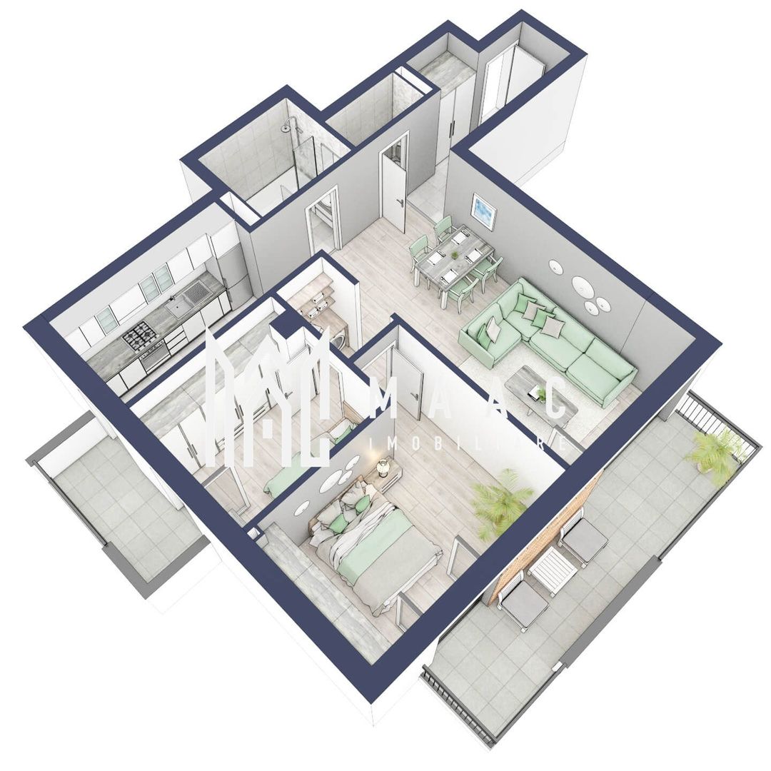 Apartament 3 camere | Balcoane 16.1 mp | Etaj 2 | Turnisor - Poză 3