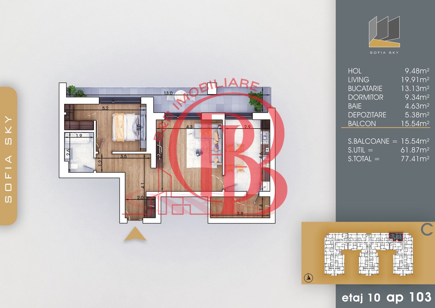 Apartament 2 camere Finalizat 7 min Metrou Nicolae Teclu - Schiță 3