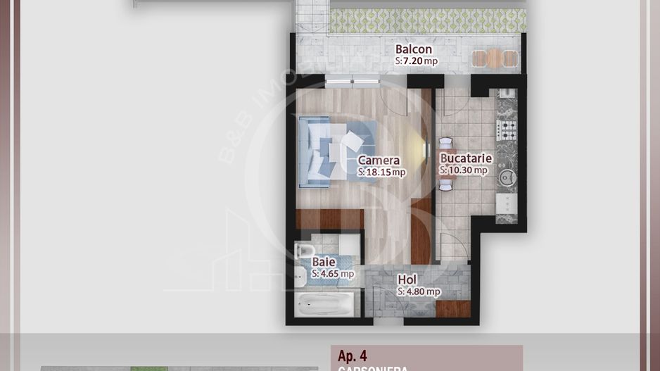 Garsoniera cu gradina -oferta lansare proiect Pallady - Schiță 1
